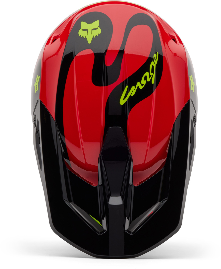 CAPACETE FOX V1 TOXSYK VERMELHO FLUO 3