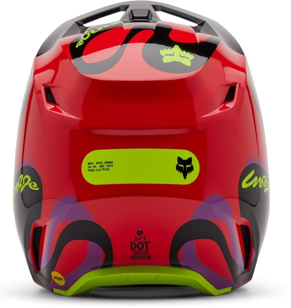 CAPACETE FOX V1 TOXSYK VERMELHO FLUO 4