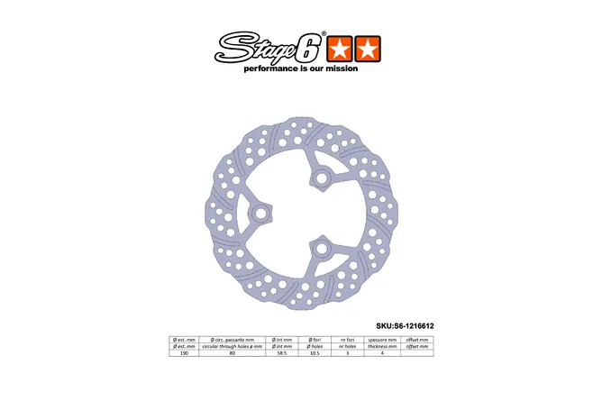 DISCO TRAVAO STAGE6 FRENTE/TRAS YAMAHA AEROX 190MM 1