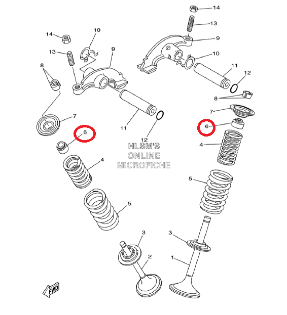 VEDANTE DAS VALVULAS YFM350 ORIGEM Nº6  M01-12129-00 0