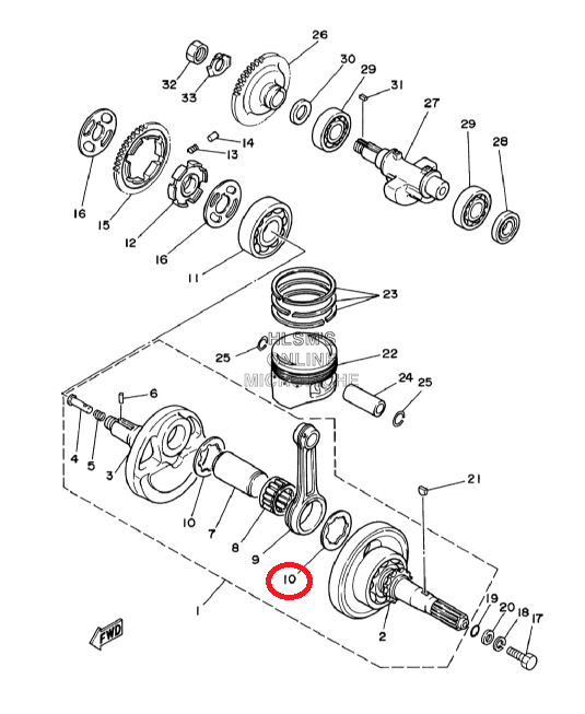 ANILHA BIELA YFM350 ORIGEM Nº10 90209-33253 0