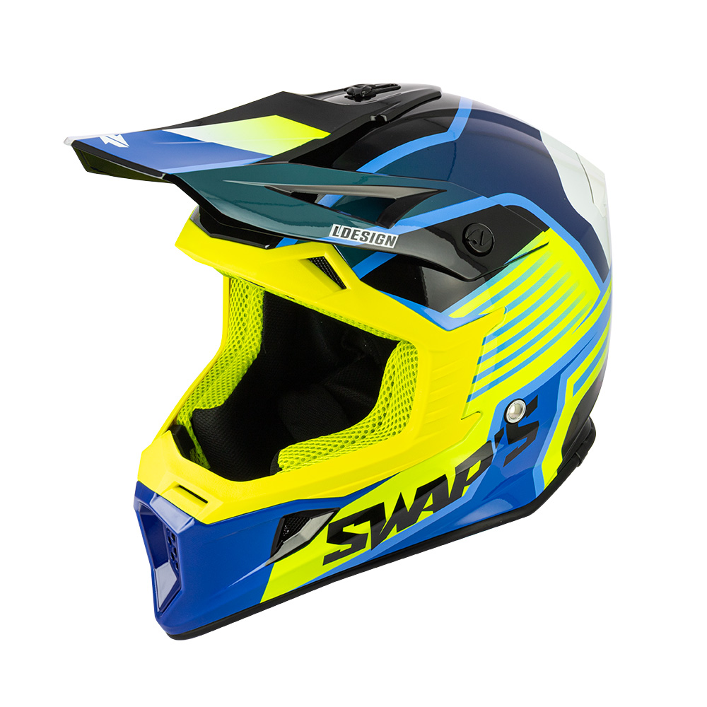 CAPACETE SWAP´S BLUR S818 AMARELO FLUO AZUL 0